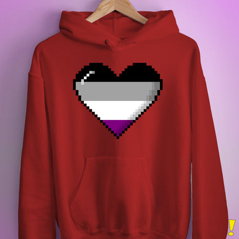 Asexual Pride 8-Bit Pixel Heart Hoodie - Red